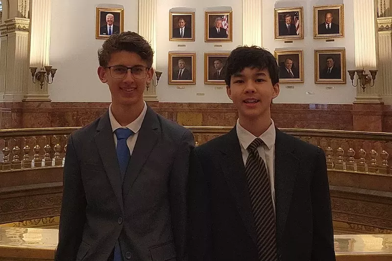 Image: Kiran Herz (left) and Jaiden Hwang, the designated representatives of Initiative 81: Admission to State Institutions of Higher Education.