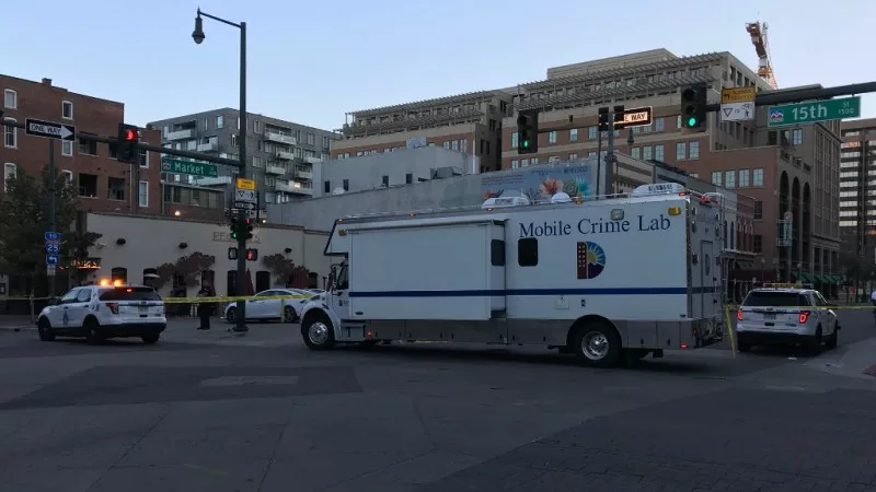 Image: The scene of the 15th and Market triple shooting after daybreak on September 16.