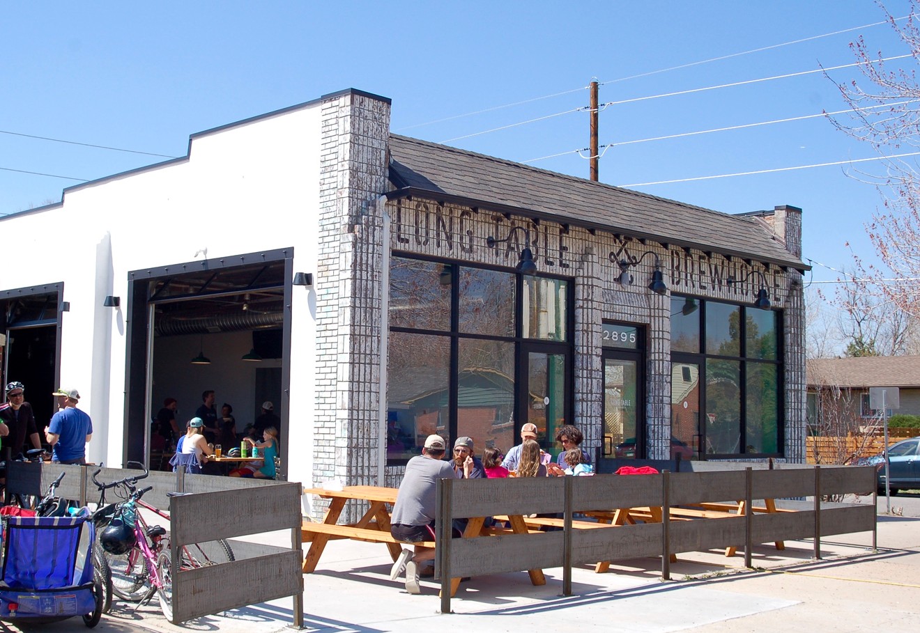 Long Table Brewhouse features a wraparound patio.