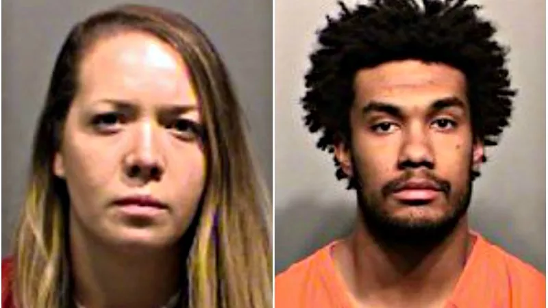 Image: Booking photos of Kirsten Gonzalez and Darius Peter-Dotson.