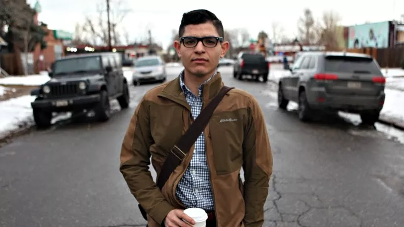 Image: Marco Dorado's current Facebook profile photo, originally published by Denverite, includes the hashtag #IDefendDACA.