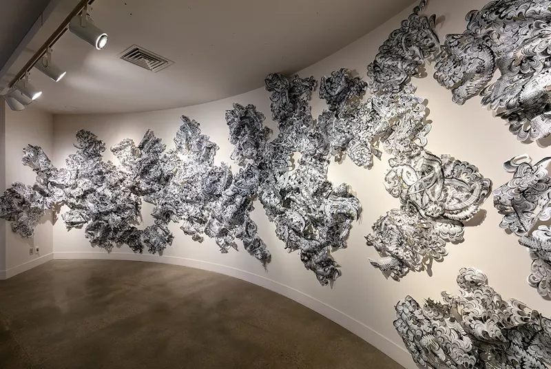 Image: Taiko Chandler's installation at 528.0: Regional Juried Printmaking Exhibition at the Arvada Center.