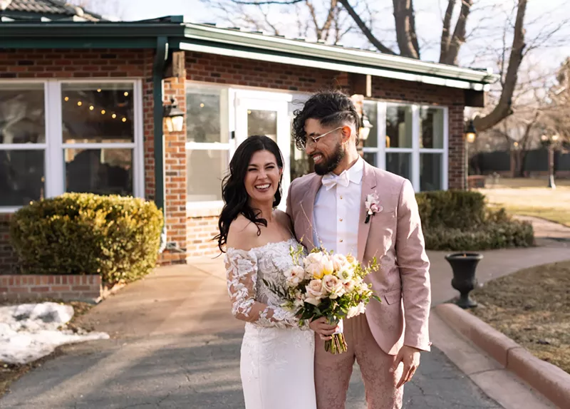Image: Chloe and Michael pose for wedding portraits.