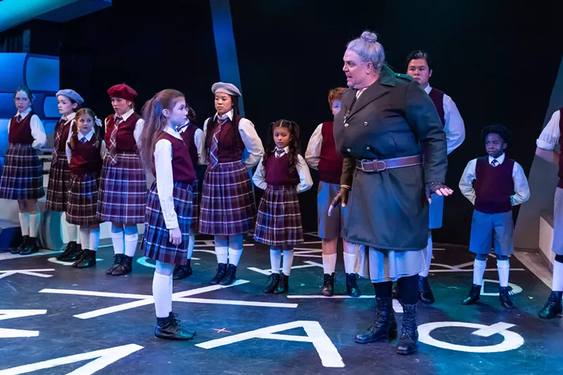 Image: actors in Matilda the Musical on stage.