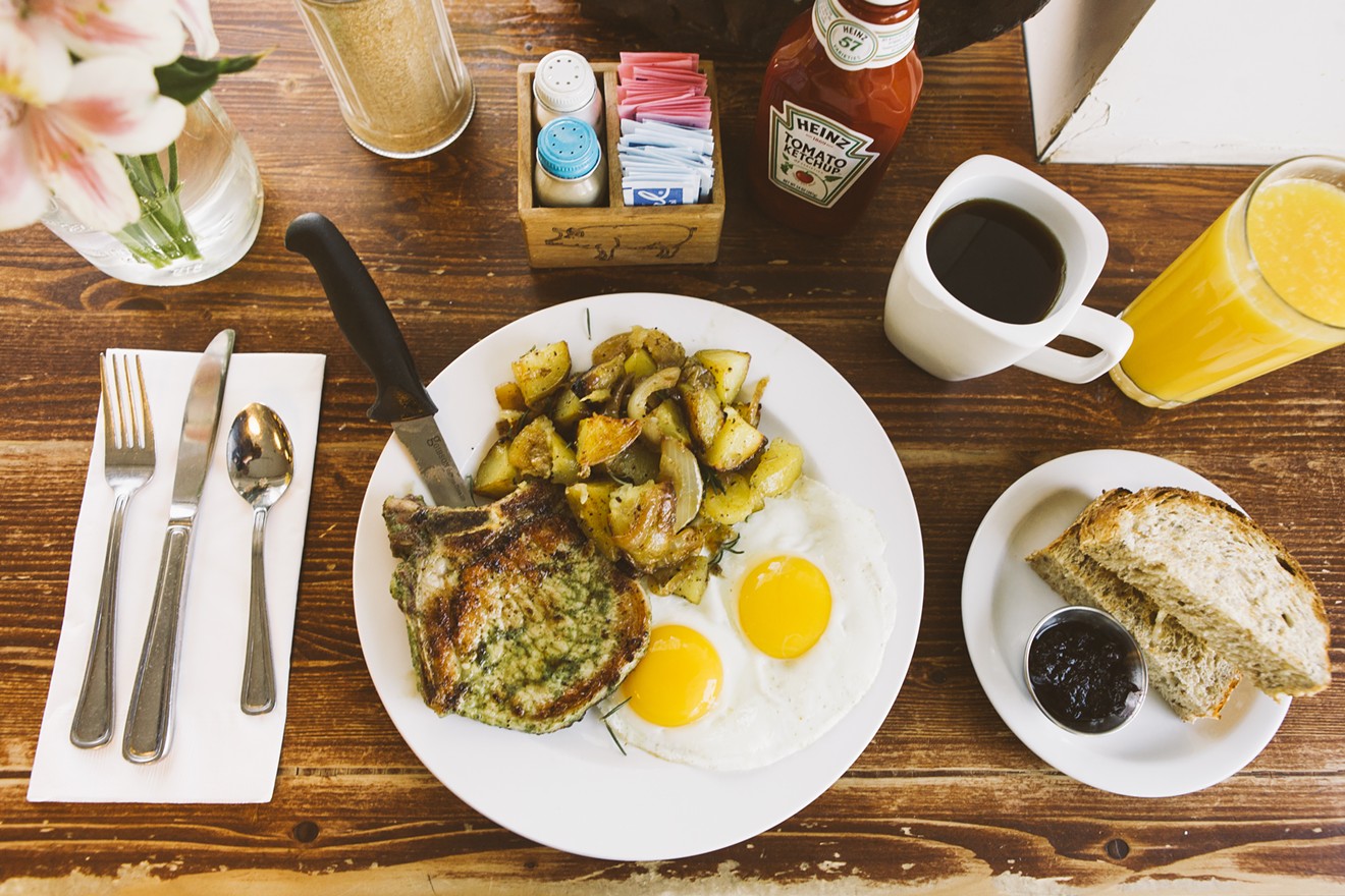 The Chop & Chick — a pork chop, egg and potato breakfast at Matt's.