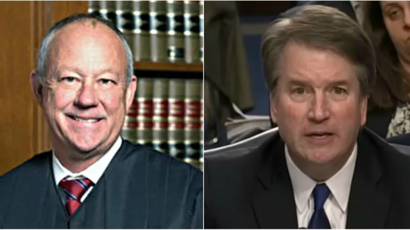 Image: 10th Circuit Chief Judge Timothy Tykmkovich and newly minted U.S. Supreme Court Justice Brett Kavanaugh during his Senate confirmation hearing.