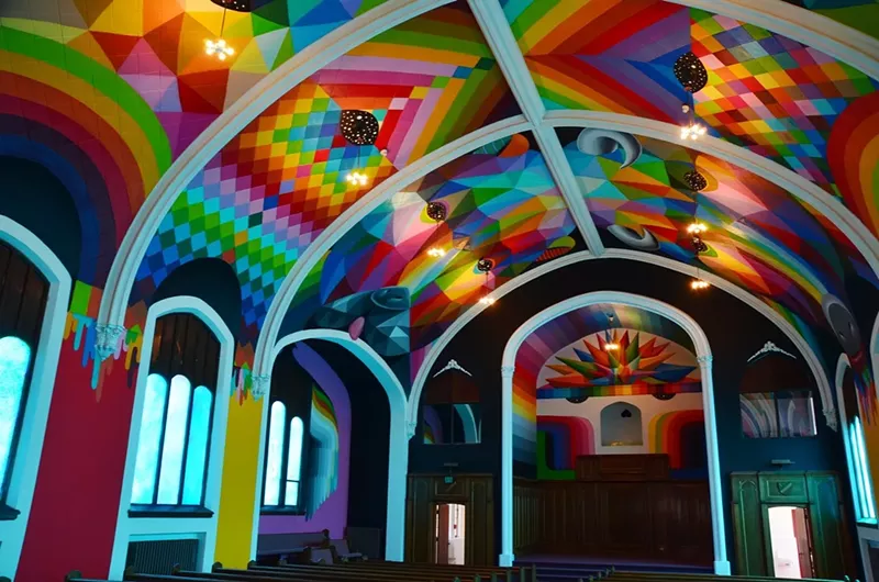 Image: The International Church of Cannabis has a fully restored nave featuring artwork from Okuda San Miguel.