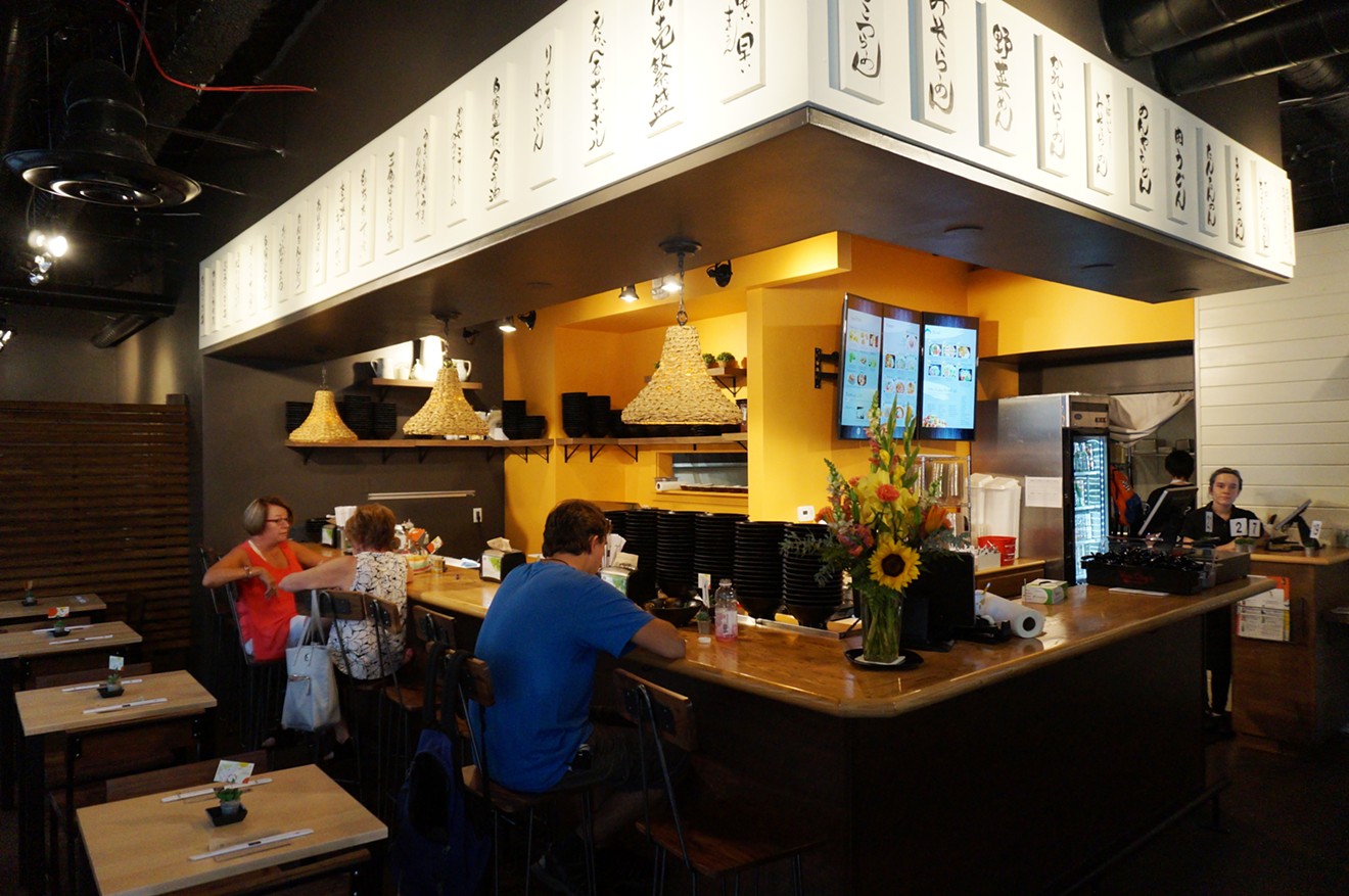 Inside the newest Menya, which serves poke bowls as well as ramen.