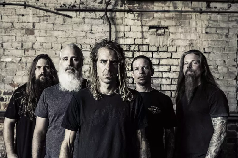 Image: Lamb of God with Randy Blythe, center.