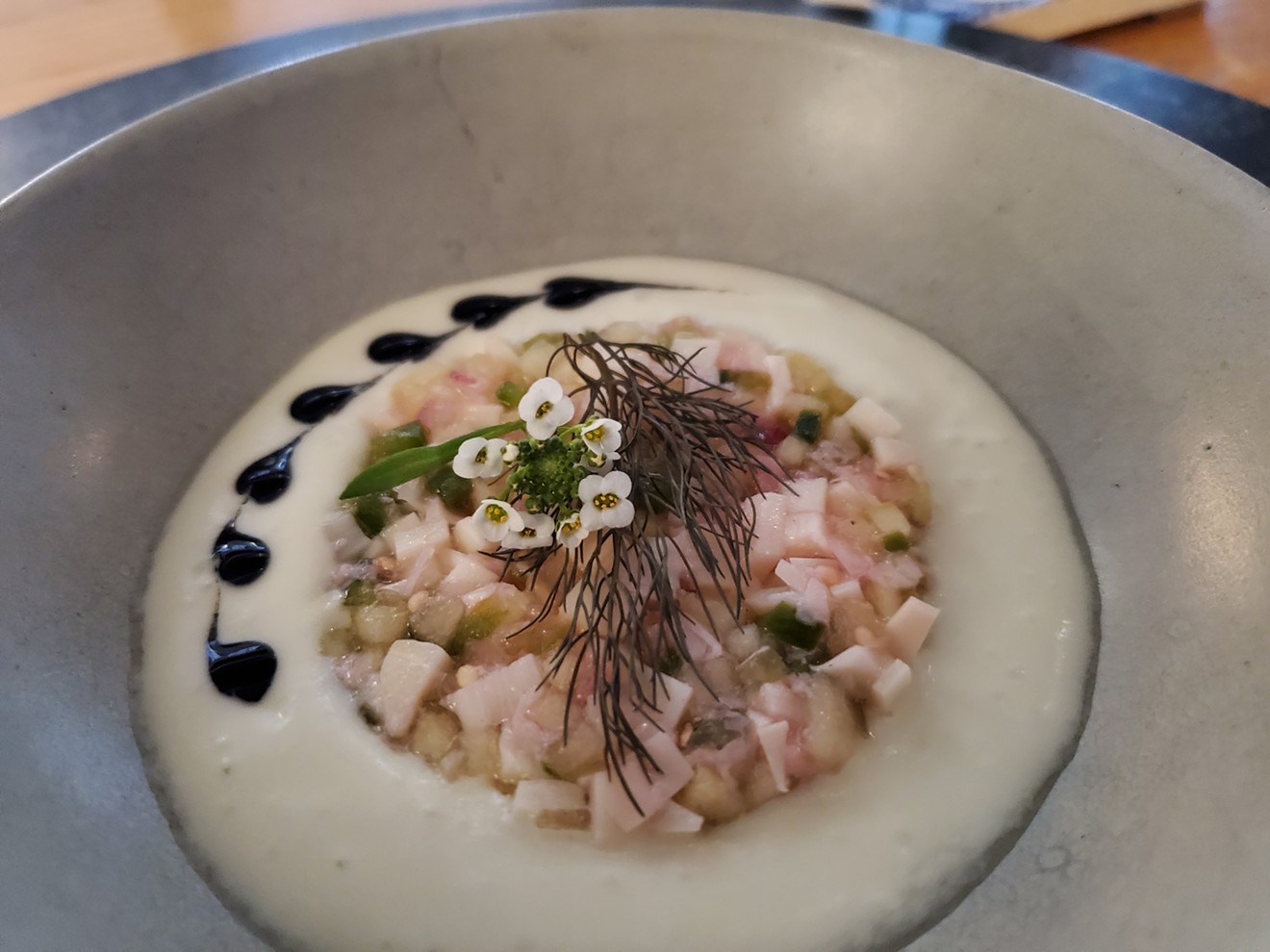 Ceviche made of hearts of palm from a meal at Bruto in April 2023.