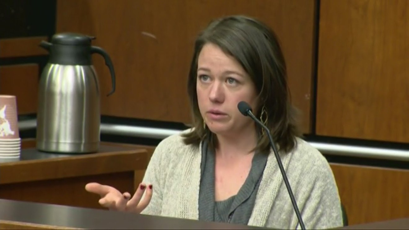 Michelle Wilkins testifying in court.