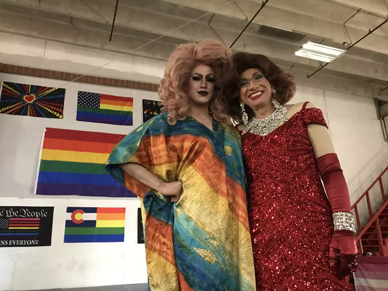 Image: Miss Jessica (left) and Bettie Pages opened the Mile High Comics All-Ages Drag Show on Sunday, March 3.