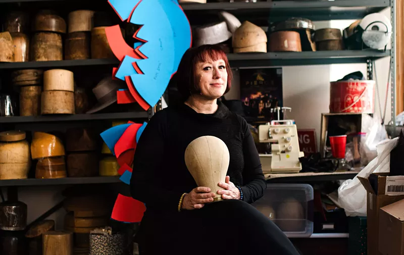 Image: a fashion designer in her studio