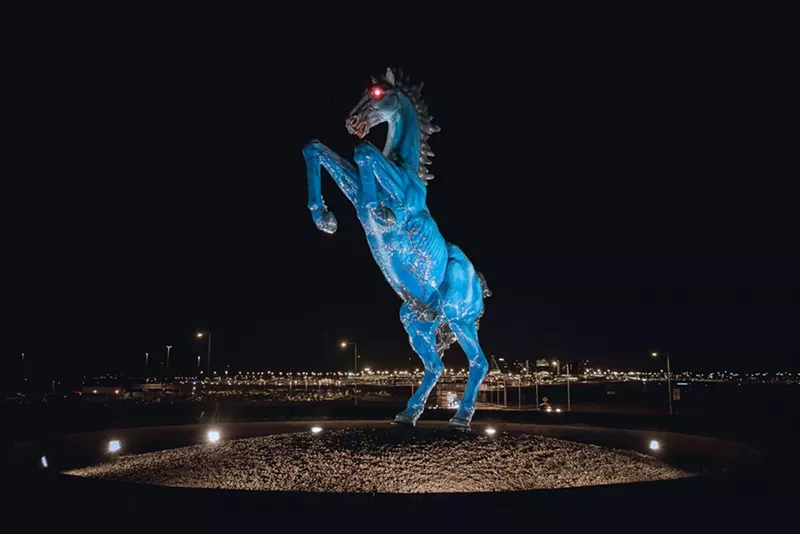 Image: "Mustang" is a real eyeful tower out by Denver International Airport.