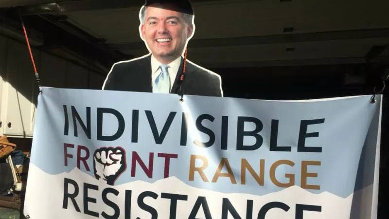 Image: Indivisible Front Range Resistance is among several local groups hoping to wipe the smile off Senator Cory Gardner's face.