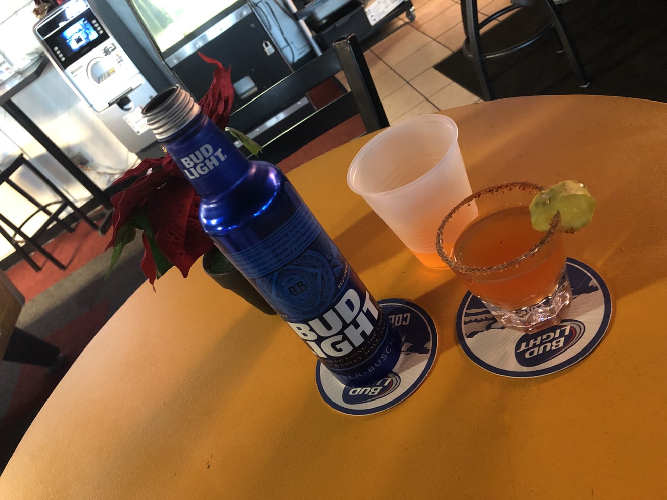 Orange and blue beverages at the Hangover Bar.