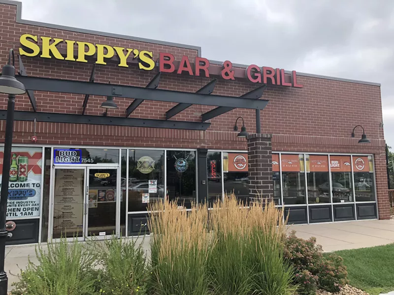 Image: Skippy's Bar & Grill is tucked into the back corner of the Central Park Shopping Center near the corner of Iliff and Quebec.