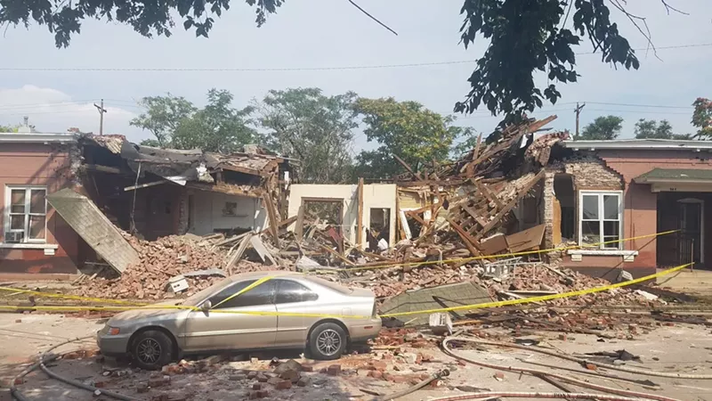 Image: A natural gas leak was the likely cause of an explosion at a fourplex at Santa Fe Drive and Fourth Avenue.