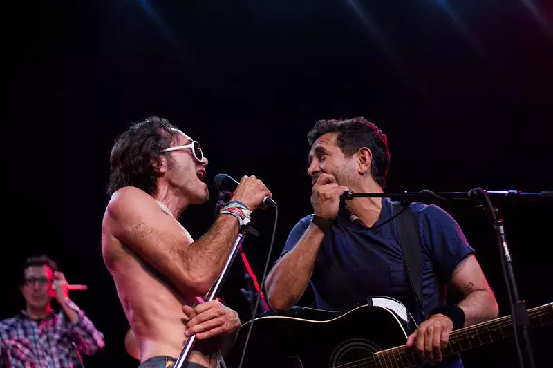 Image: Charlie (left) and Jeff performing in H2Awesome!