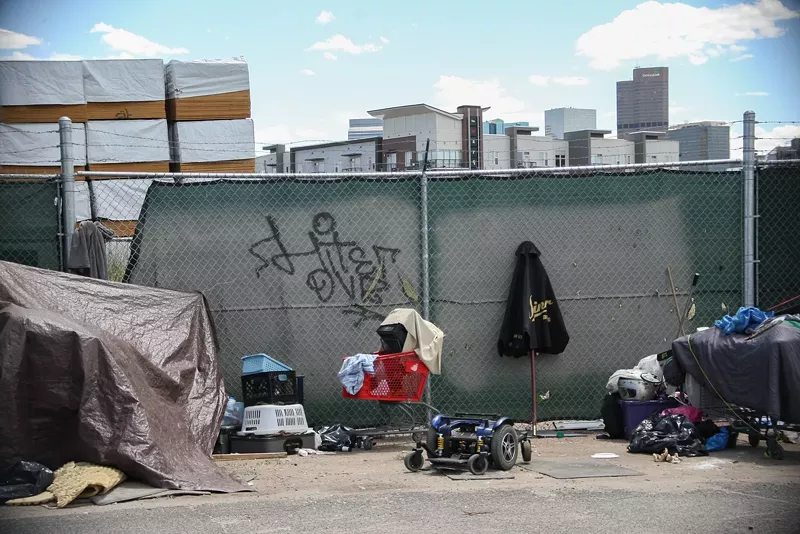 Image: Encampments along Arkins Court, days before they were swept on July 13, 2016.
