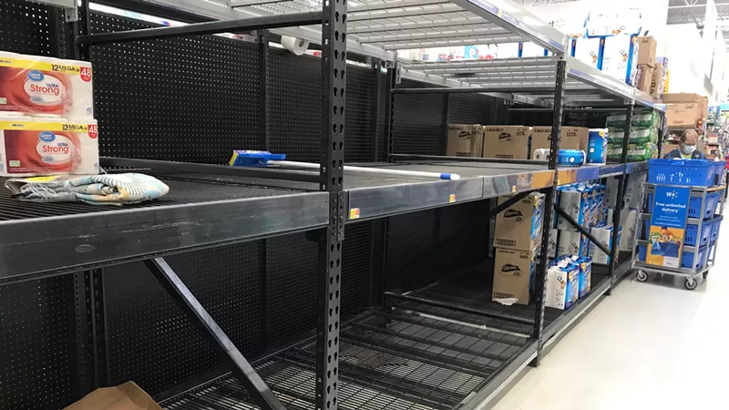 Image: Paper products were in short supply at a Jefferson County Walmart on October 19.