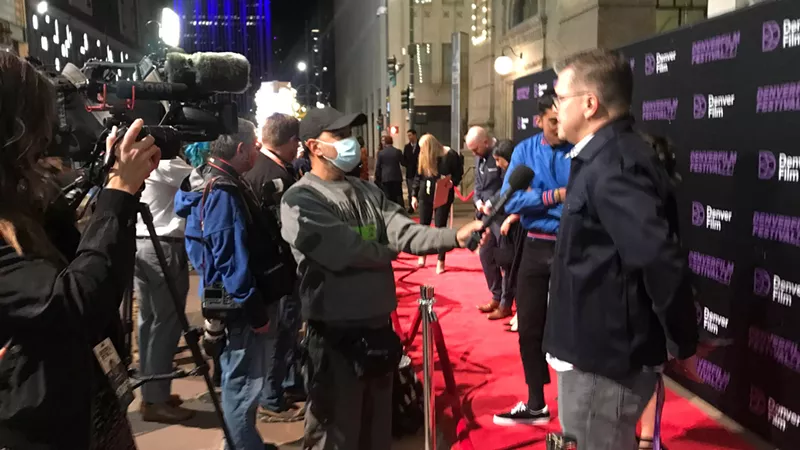 Image: Face coverings were a new element of the Denver Film Festival's red carpet experience.