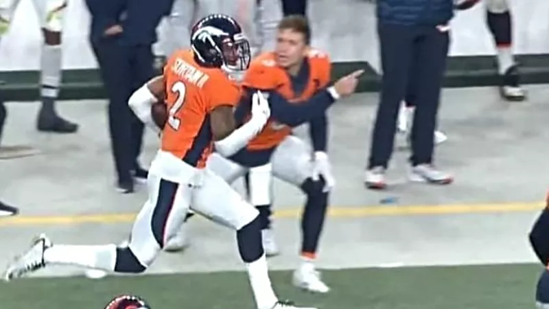 Image: Drew Lock letting Pat Surtain II know where to find the end zone in the Broncos' 28-13 win over the Los Angeles Charges on November 28.