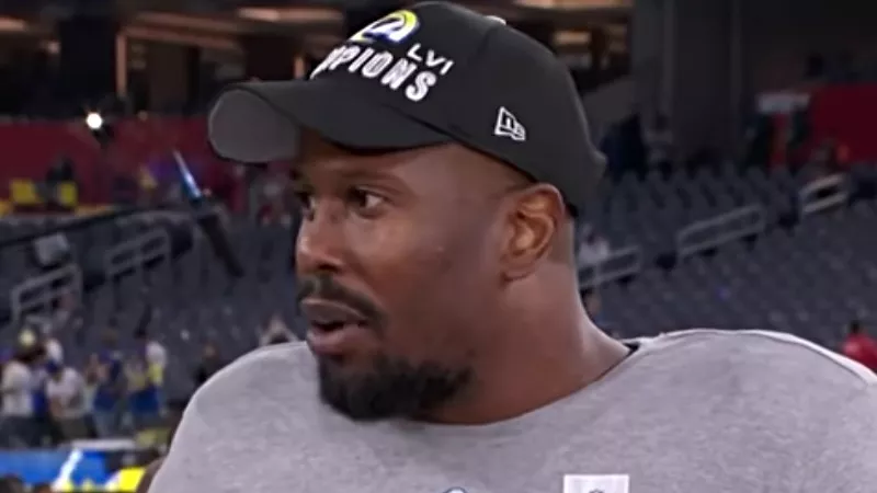 Image: Von Miller after helping the Los Angeles Rams to win the Super Bowl on February 13.