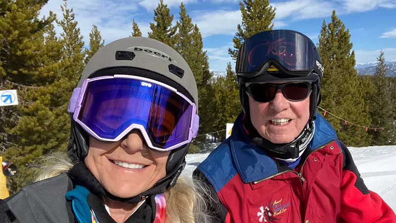 Image: Peter Boyles with his daughter Shannon at Winter Park on March 28.