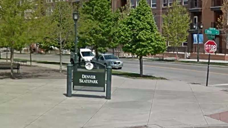 Image: The April 23 shooting took place on the 2200 block of 19th Street; Denver Skatepark's address is 2205 19th Street.