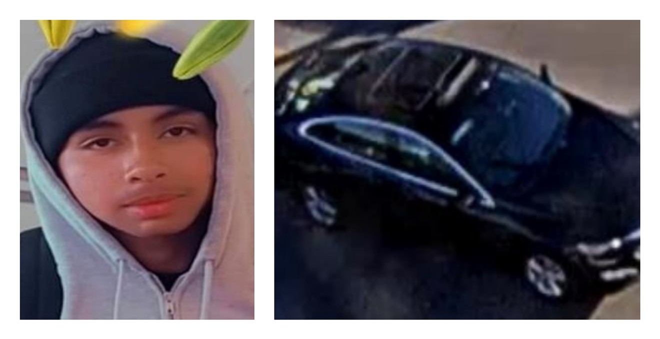 A photo of the late Juan-Herrera Lozano and a suspect vehicle in his April 23 fatal shooting, as shared by the Denver Police Department.