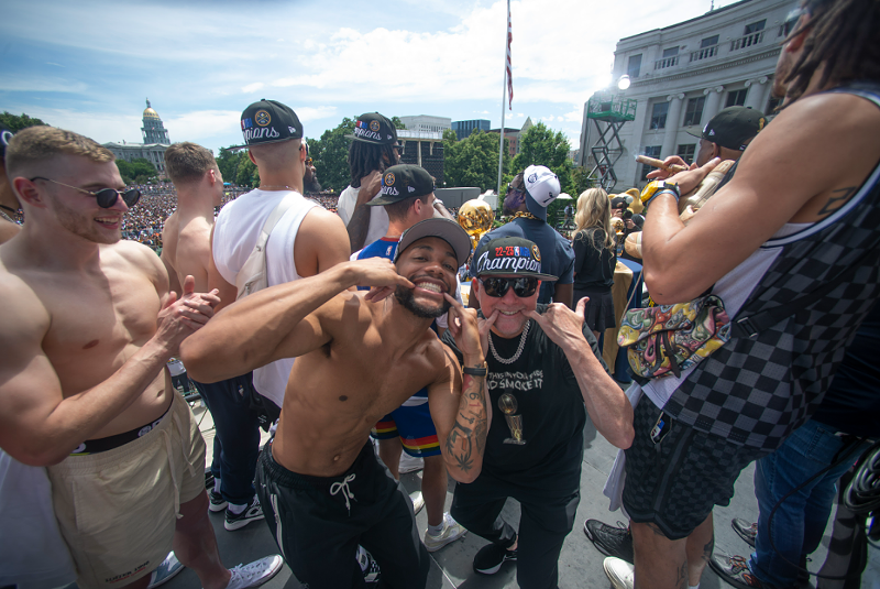 Image: The Denver Nuggets championship celebration at Civic Center Park in Denver, Colorado.