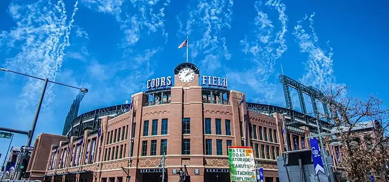 Image: blue sky, ballpark