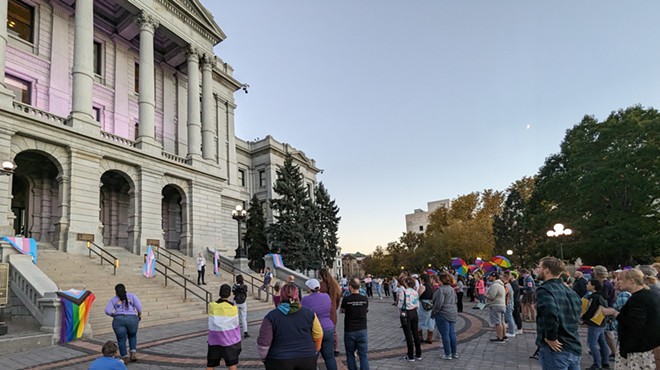 people rally at Colorado capitol.