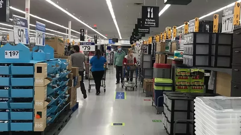 Image: Inside the Walmart at 14000 East Exposition in Aurora, which was declared an outbreak in April 2020 after being linked to three COVID-19 deaths.