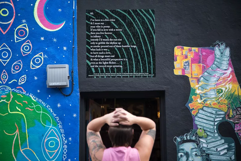 Image: A poem by William Seward Bonnie outside Mutiny Information Cafe.