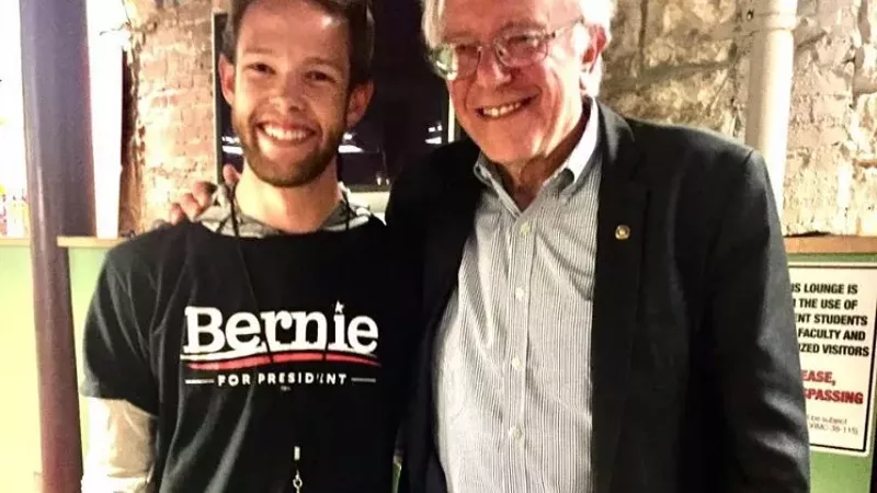 Image: Spencer Carnes with Bernie Sanders circa 2016.