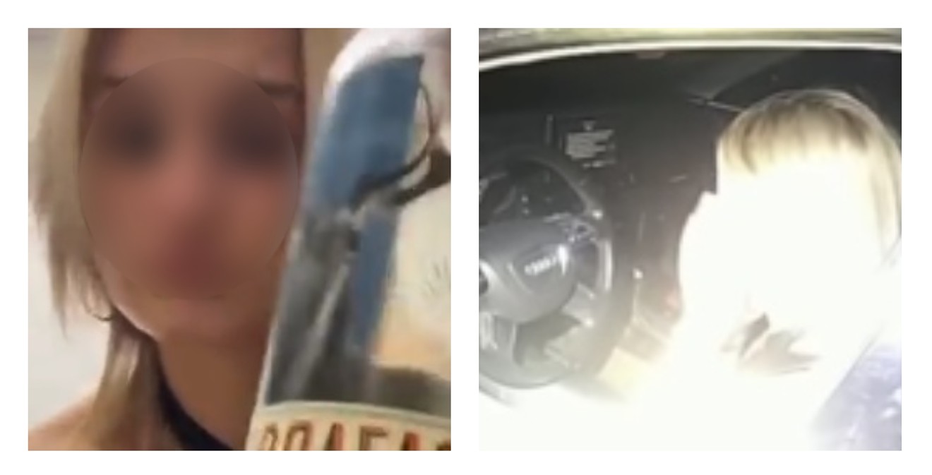 A screen capture from a viral Twitter video blurred to protect the subject's identity and an image from Jefferson County Sheriff's Office body-worn camera footage of a DUI stop.