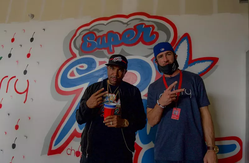 Image: N.O.R.E. (left) came to Colorado to collaborate with wholesale grower Cherry for a new strain, aptly named Super Thug.