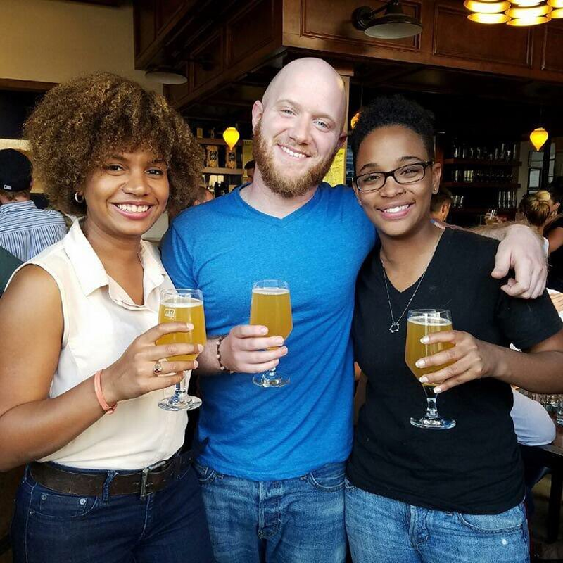 Image: Chantel Columna (left), Tamir Danon, and Ayana Coker own Novel Stand Brewing.