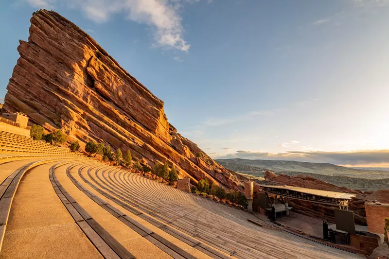 A sunrise at Red Rocks Amphitheatre.