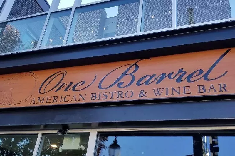 Image: One Barrel's new sign faces South Broadway in downtown Englewood.