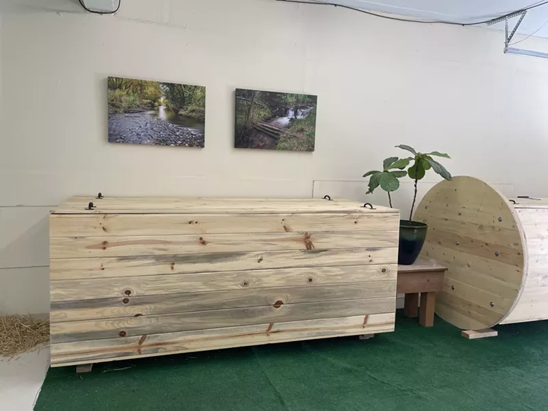 Image: Families can see their loved ones laid to rest in ceremonial composting vessels.