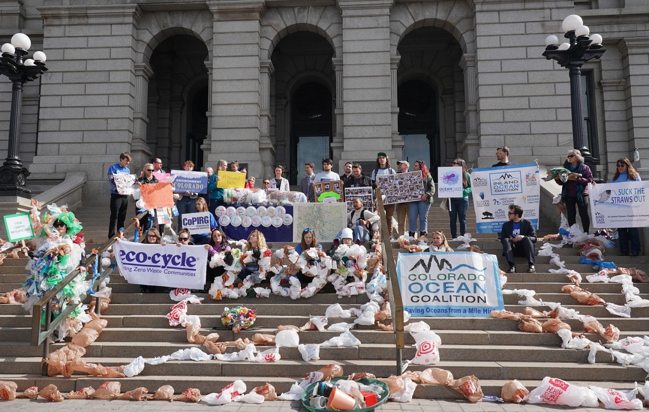 Protest against plastics in February 2020 at the Colorado Capitol.