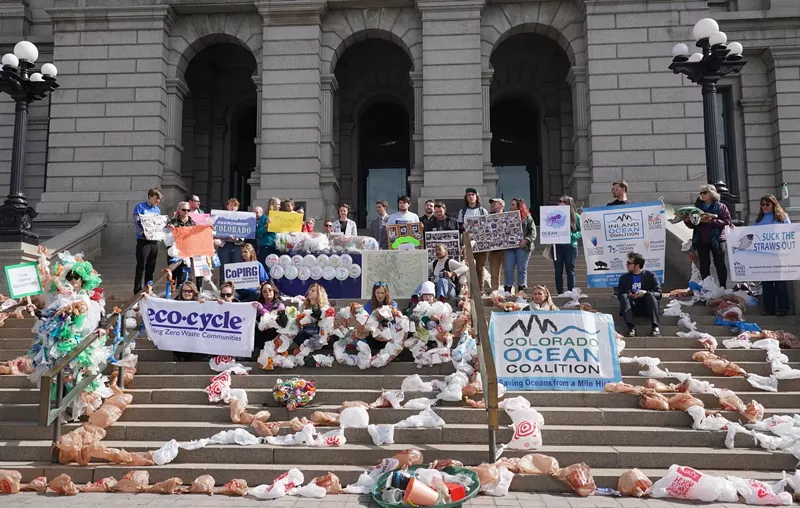 Image: Protest against plastics in February 2020 at the Colorado Capitol.