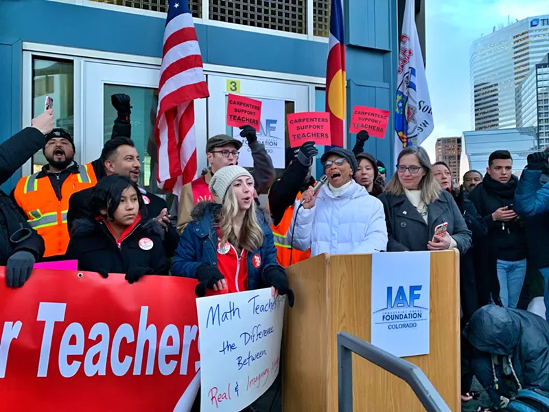 Image: Denver teachers at a recent school board meeting.