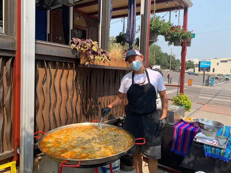 Image: Dave Query, laboring on Labor Day at Lola Coastal Mexican.