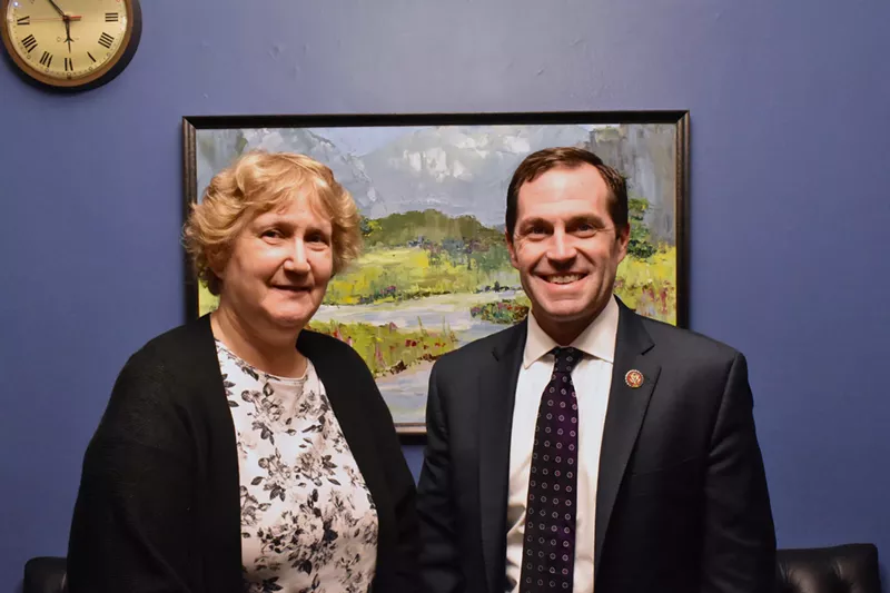 Image: Sue Way with Representative Jason Crow.