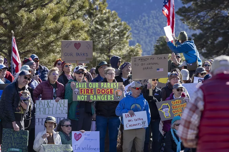 Image: Protesters at Rocky Mountain National Park