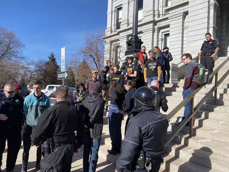 Image: At least 38 activists from groups including Extinction Rebellion and the Sunrise Movement were arrested.